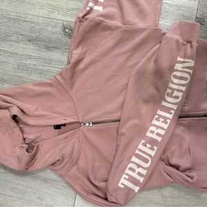 True Religion Dusty Pink Zip-Up Hoodie